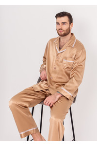 Шелковая мужская пижама бежевая