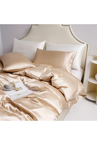 Комплект постельного белья однотонный нежно-желтый, натуральный 100% шелк