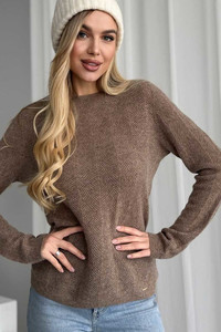 Свитер из натуральной 100% шерсти женский, коричневый Silk KIss Wool Crace, Размер: XL