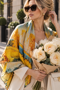 Silk scarf made of 100% natural silk "Golden Luxury" | TM "Silk Kiss" | Size: 110*110 cm[100-shelkovaya-naturalnaya-rozovaya-sorochka-samarkand-silk-kiss-samarkand-xs-32-34-1613.jpg]