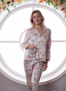 Silk women's pajamas "Singapore". TM "Silk Kiss". Natural 100% silk, Size: L[100-shelkovaya-naturalnaya-rozovaya-sorochka-samarkand-silk-kiss-samarkand-xs-32-34-1613.jpg]