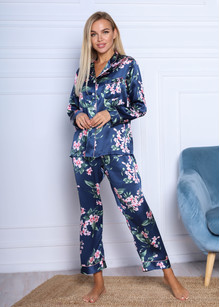 Sydney silk pajamas for women. TM "Silk Kiss". Natural 100% silk. Blue in flowers, Size: M[100-shelkovaya-naturalnaya-rozovaya-sorochka-samarkand-silk-kiss-samarkand-xs-32-34-1613.jpg]