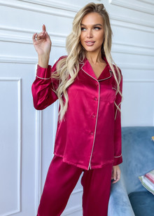 Sydney silk pajamas for women. TM "Silk Kiss". Natural 100% silk. Burgundy, Size: S[100-shelkovaya-naturalnaya-rozovaya-sorochka-samarkand-silk-kiss-samarkand-xs-32-34-1613.jpg]