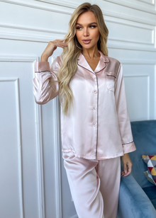 Silk women's pajamas "Sydney". TM "Silk Kiss". Natural 100% silk. Pink, Size: M[100-shelkovaya-naturalnaya-rozovaya-sorochka-samarkand-silk-kiss-samarkand-xs-32-34-1613.jpg]