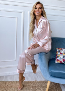 Silk women's pajamas "Sydney". TM "Silk Kiss". Natural 100% silk. Pink, Size: M[100-shelkovaya-naturalnaya-rozovaya-sorochka-samarkand-silk-kiss-samarkand-xs-32-34-1613.jpg]