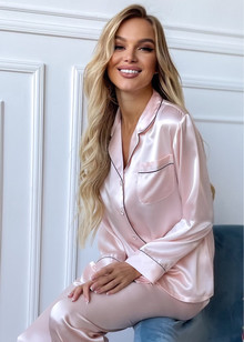 Silk women's pajamas "Sydney". TM "Silk Kiss". Natural 100% silk. Pink, Size: M[100-shelkovaya-naturalnaya-rozovaya-sorochka-samarkand-silk-kiss-samarkand-xs-32-34-1613.jpg]