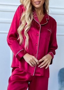 Sydney silk pajamas for women. TM "Silk Kiss". Natural 100% silk. Burgundy, Size: S[100-shelkovaya-naturalnaya-rozovaya-sorochka-samarkand-silk-kiss-samarkand-xs-32-34-1613.jpg]