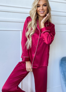 Sydney silk pajamas for women. TM "Silk Kiss". Natural 100% silk. Burgundy, Size: S[100-shelkovaya-naturalnaya-rozovaya-sorochka-samarkand-silk-kiss-samarkand-xs-32-34-1613.jpg]