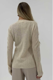 Women's sweater made of natural 100% wool, beige Silk KIss Wool Crace, Color: Beige, Size: XL[100-shelkovaya-naturalnaya-rozovaya-sorochka-samarkand-silk-kiss-samarkand-xs-32-34-1613.jpg]