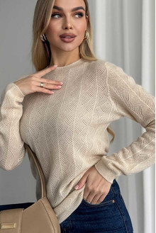 Women's sweater made of natural 100% wool, beige Silk KIss Wool Crace, Color: Beige, Size: XL[100-shelkovaya-naturalnaya-rozovaya-sorochka-samarkand-silk-kiss-samarkand-xs-32-34-1613.jpg]