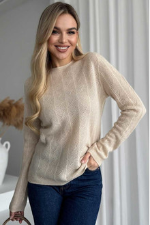 Women's sweater made of natural 100% wool, beige Silk KIss Wool Crace, Color: Beige, Size: XL[100-shelkovaya-naturalnaya-rozovaya-sorochka-samarkand-silk-kiss-samarkand-xs-32-34-1613.jpg]