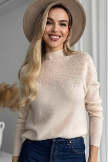 Women's sweater made of natural 100% wool, beige wool Silk KIss Wool Pattern, Size: S[100-shelkovaya-naturalnaya-rozovaya-sorochka-samarkand-silk-kiss-samarkand-xs-32-34-1613.jpg]