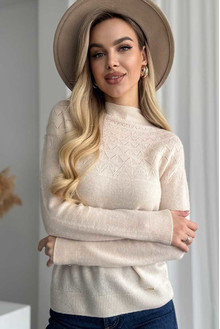 Women's sweater made of natural 100% wool, beige wool Silk KIss Wool Pattern, Size: S[100-shelkovaya-naturalnaya-rozovaya-sorochka-samarkand-silk-kiss-samarkand-xs-32-34-1613.jpg]