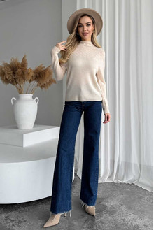 Women's sweater made of natural 100% wool, beige wool Silk KIss Wool Pattern, Size: S[100-shelkovaya-naturalnaya-rozovaya-sorochka-samarkand-silk-kiss-samarkand-xs-32-34-1613.jpg]