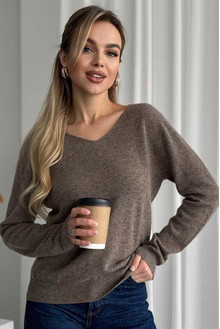 Women's sweater made of natural 100% wool, brown wool Silk KIss Wool Touch, Size: M[100-shelkovaya-naturalnaya-rozovaya-sorochka-samarkand-silk-kiss-samarkand-xs-32-34-1613.jpg]