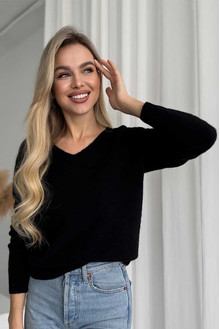 Women's sweater made of natural 100% wool, black wool Silk KIss Wool Touch, Size: M[100-shelkovaya-naturalnaya-rozovaya-sorochka-samarkand-silk-kiss-samarkand-xs-32-34-1613.jpg]