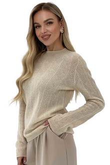 Women's sweater made of natural 100% wool, beige Silk KIss Wool Crace, Color: Beige, Size: XL[100-shelkovaya-naturalnaya-rozovaya-sorochka-samarkand-silk-kiss-samarkand-xs-32-34-1613.jpg]