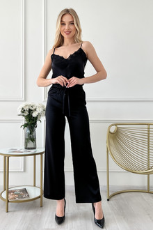 Silk women's trousers, black TM "Silk Kiss". Natural 100% silk, Size: XL[100-shelkovaya-naturalnaya-rozovaya-sorochka-samarkand-silk-kiss-samarkand-xs-32-34-1613.jpg]