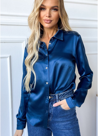 Women's classic shirt made of natural silk, blue. TM "Silk Kiss". 100% silk, Size: M[100-shelkovaya-naturalnaya-rozovaya-sorochka-samarkand-silk-kiss-samarkand-xs-32-34-1613.jpg]