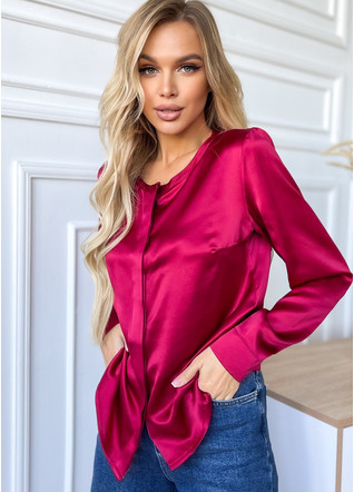 Women's blouse stand made of natural silk, shirt in burgundy color. TM "Silk Kiss". 100% silk, Size: L[100-shelkovaya-naturalnaya-rozovaya-sorochka-samarkand-silk-kiss-samarkand-xs-32-34-1613.jpg]