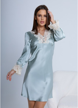 Silk women's shirt dress "Valencia". TM "Silk Kiss". Natural 100% silk. Mint blue, Size: L[100-shelkovaya-naturalnaya-rozovaya-sorochka-samarkand-silk-kiss-samarkand-xs-32-34-1613.jpg]