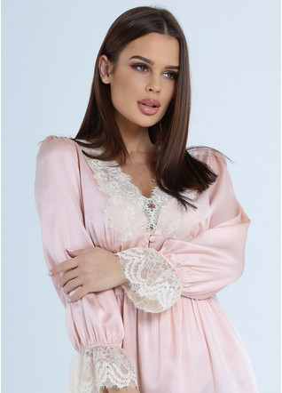 Silk shirt for women dress "Provence". TM "Silk Kiss". Provence. Natural 100% silk. Soft pink, Size: S[100-shelkovaya-naturalnaya-rozovaya-sorochka-samarkand-silk-kiss-samarkand-xs-32-34-1613.jpg]