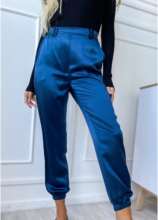 Женские брюки из натурального 100% шелка, шелковые бриджи TM"Silk Kiss". Королевский синий, Размер: L