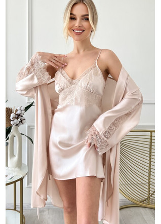 Silk slip and dressing gown, set "Genoa", beige. TM"Silk Kiss" Natural 100% silk, Size: L[100-shelkovaya-naturalnaya-rozovaya-sorochka-samarkand-silk-kiss-samarkand-xs-32-34-1613.jpg]