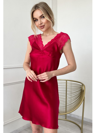 Silk women's nightgown "Florence". TM "Silk Kiss". Natural 100% silk. Raspberry, Size: L[100-shelkovaya-naturalnaya-rozovaya-sorochka-samarkand-silk-kiss-samarkand-xs-32-34-1613.jpg]