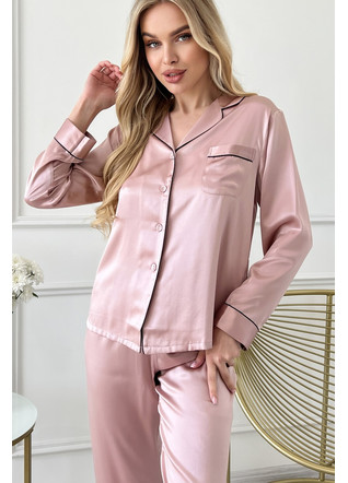 Silk women's pajamas "Sydney" powdery TM "Silk Kiss". 100% natural silk, Size: L[100-shelkovaya-naturalnaya-rozovaya-sorochka-samarkand-silk-kiss-samarkand-xs-32-34-1613.jpg]