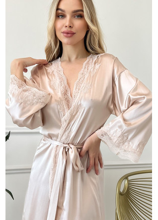 Silk women's combination and bathrobe "Florina", beige. TM "Silk Kiss". Natural 100% silk, Size: L[100-shelkovaya-naturalnaya-rozovaya-sorochka-samarkand-silk-kiss-samarkand-xs-32-34-1613.jpg]
