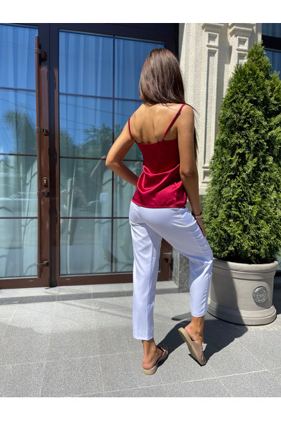 Майка топ жіноча класична з натурального шовку, колір бордо. TM "Silk Kiss". 100% шовк, Розмір: M[100-shelkovaya-naturalnaya-rozovaya-sorochka-samarkand-silk-kiss-samarkand-xs-32-34-1613.jpg]