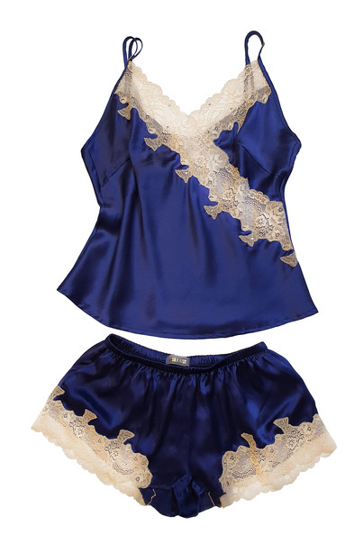 Шовковий топ і шорти. Комплект "Севілья". TM "Silk Kiss". Натуральний 100% шовк. синій, Розмір: M[100-shelkovaya-naturalnaya-rozovaya-sorochka-samarkand-silk-kiss-samarkand-xs-32-34-1613.jpg]
