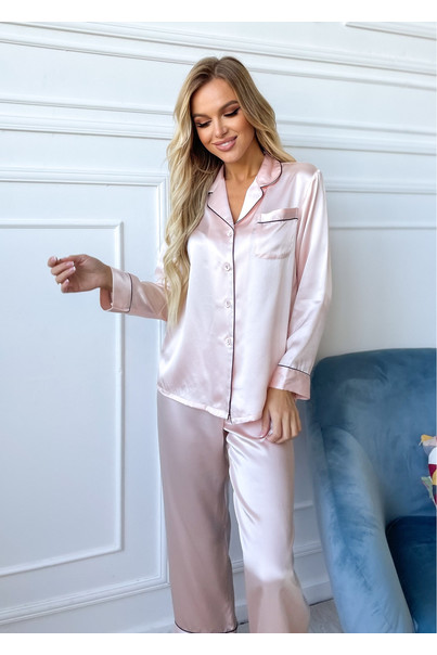 Шовкова жіноча піжама "Сідней". TM "Silk Kiss". Натуральний 100% шовк. Рожева, Розмір: M[100-shelkovaya-naturalnaya-rozovaya-sorochka-samarkand-silk-kiss-samarkand-xs-32-34-1613.jpg]