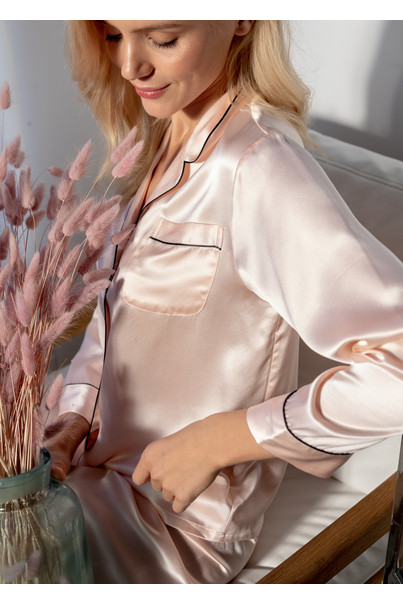 Шовкова жіноча піжама "Сідней". TM "Silk Kiss". Натуральний 100% шовк. Рожева, Розмір: M[100-shelkovaya-naturalnaya-rozovaya-sorochka-samarkand-silk-kiss-samarkand-xs-32-34-1613.jpg]