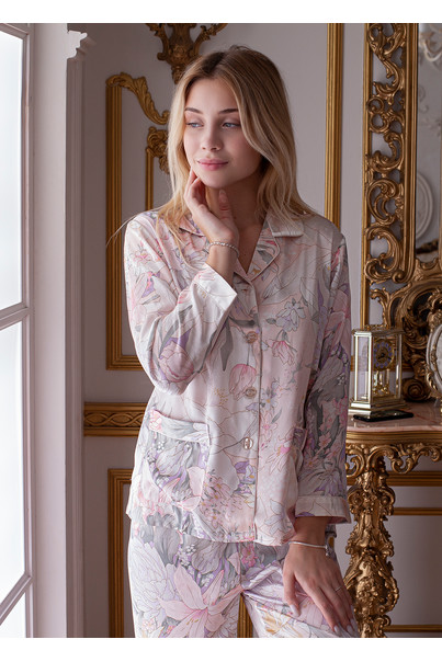 Шовкова жіноча піжама "Сінгапур". TM "Silk Kiss". Натуральний 100% шовк, Розмір: S[100-shelkovaya-naturalnaya-rozovaya-sorochka-samarkand-silk-kiss-samarkand-xs-32-34-1613.jpg]