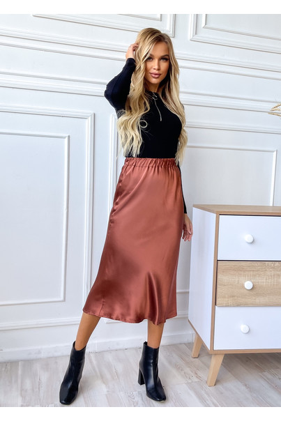 Шовкова жіноча спідниця. TM "Silk Kiss". Натуральний 100% шовк. Мідна, міді, Розмір: S[100-shelkovaya-naturalnaya-rozovaya-sorochka-samarkand-silk-kiss-samarkand-xs-32-34-1613.jpg]