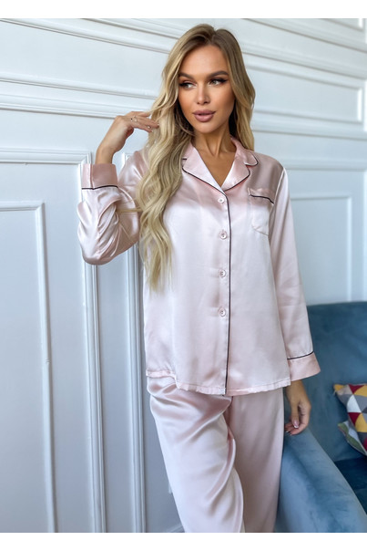 Шовкова жіноча піжама "Сідней". TM "Silk Kiss". Натуральний 100% шовк. Рожева, Розмір: M[100-shelkovaya-naturalnaya-rozovaya-sorochka-samarkand-silk-kiss-samarkand-xs-32-34-1613.jpg]