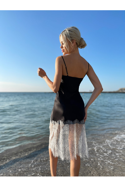 Шовкова жіноча нічна сорочка "Версаль". TM "Silk Kiss". Натуральний 100% шовк. Чорна, Розмір: M[100-shelkovaya-naturalnaya-rozovaya-sorochka-samarkand-silk-kiss-samarkand-xs-32-34-1613.jpg]