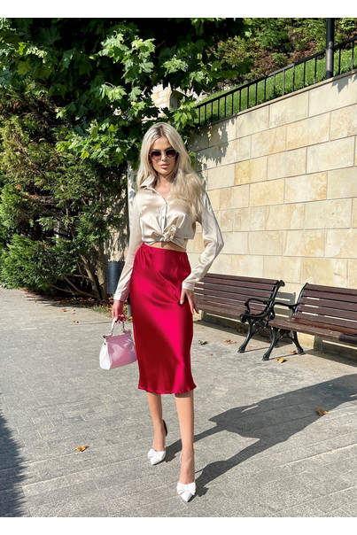 Шовкова жіноча спідниця. TM "Silk Kiss". Натуральний 100% шовк. Бордова, міді, Розмір: L[100-shelkovaya-naturalnaya-rozovaya-sorochka-samarkand-silk-kiss-samarkand-xs-32-34-1613.jpg]