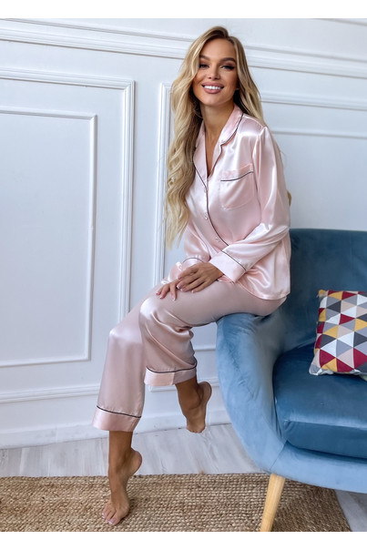 Шовкова жіноча піжама "Сідней". TM "Silk Kiss". Натуральний 100% шовк. Рожева, Розмір: M[100-shelkovaya-naturalnaya-rozovaya-sorochka-samarkand-silk-kiss-samarkand-xs-32-34-1613.jpg]