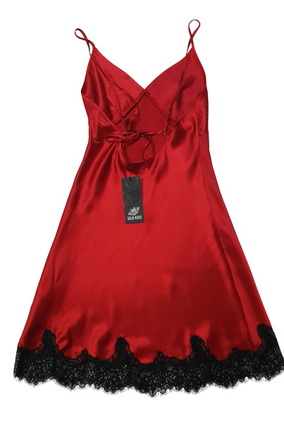 Silk women's combination "Verona". TM "Silk Kiss". Verona. Natural 100% silk. Red, Size: S[100-shelkovaya-naturalnaya-rozovaya-sorochka-samarkand-silk-kiss-samarkand-xs-32-34-1613.jpg]