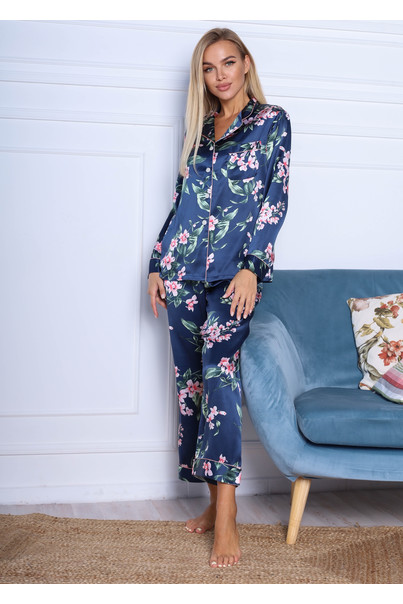 натуральний шовковий комплект синій натуральний шовковий комплект синій