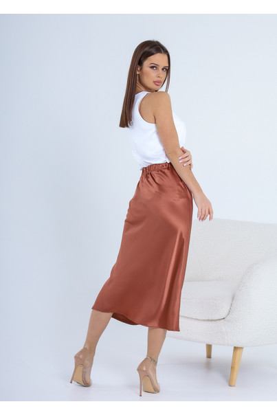 Шовкова жіноча спідниця. TM "Silk Kiss". Натуральний 100% шовк. Мідна, міді, Розмір: S[100-shelkovaya-naturalnaya-rozovaya-sorochka-samarkand-silk-kiss-samarkand-xs-32-34-1613.jpg]