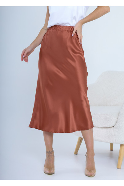 Шовкова жіноча спідниця. TM "Silk Kiss". Натуральний 100% шовк. Мідна, міді, Розмір: S[100-shelkovaya-naturalnaya-rozovaya-sorochka-samarkand-silk-kiss-samarkand-xs-32-34-1613.jpg]
