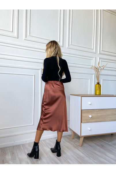 Шовкова жіноча спідниця. TM "Silk Kiss". Натуральний 100% шовк. Мідна, міді, Розмір: S[100-shelkovaya-naturalnaya-rozovaya-sorochka-samarkand-silk-kiss-samarkand-xs-32-34-1613.jpg]