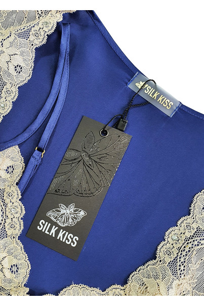 Шовкова жіноча нічна сорочка і халат. Комплект "Севілья". TM "Silk Kiss". Seville. Натуральний 100% шовк. синій, Розмір: M[100-shelkovaya-naturalnaya-rozovaya-sorochka-samarkand-silk-kiss-samarkand-xs-32-34-1613.jpg]