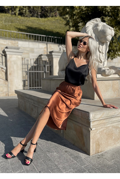 Шовкова жіноча спідниця. TM "Silk Kiss". Натуральний 100% шовк. Мідна, міді, Розмір: S[100-shelkovaya-naturalnaya-rozovaya-sorochka-samarkand-silk-kiss-samarkand-xs-32-34-1613.jpg]