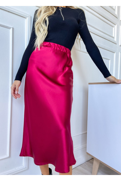 Шовкова жіноча спідниця. TM "Silk Kiss". Натуральний 100% шовк. Бордова, міді, Розмір: L[100-shelkovaya-naturalnaya-rozovaya-sorochka-samarkand-silk-kiss-samarkand-xs-32-34-1613.jpg]