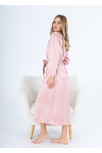 Шовковий жіночий халат, пудровий (рожевий), з натурального шовку "Сеул" 22 mmi, TM "Silk Kiss". Натуральний 100% шовку, Розмір: S[100-shelkovaya-naturalnaya-rozovaya-sorochka-samarkand-silk-kiss-samarkand-xs-32-34-1613.jpg]